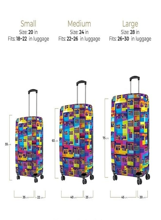 NT CREATION Printed Luggage Cover for Traveling Bag & Suitcase - Stretchable & Scratchproof Trolley Protector with Velcro Lock & Lightweight Washable Material(Suitcase Bag Not Included, Only Cover in Product) - Image 3